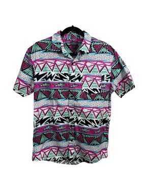 Maui and Sons Retro‎ Surf Shirt Size Large 90s Inspired Geometric